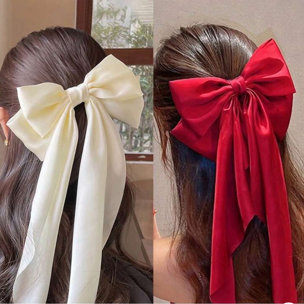 Elegant Red and White Hair Bows